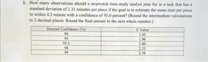 Solved 2. How many observations should a stopwatch | Chegg.com