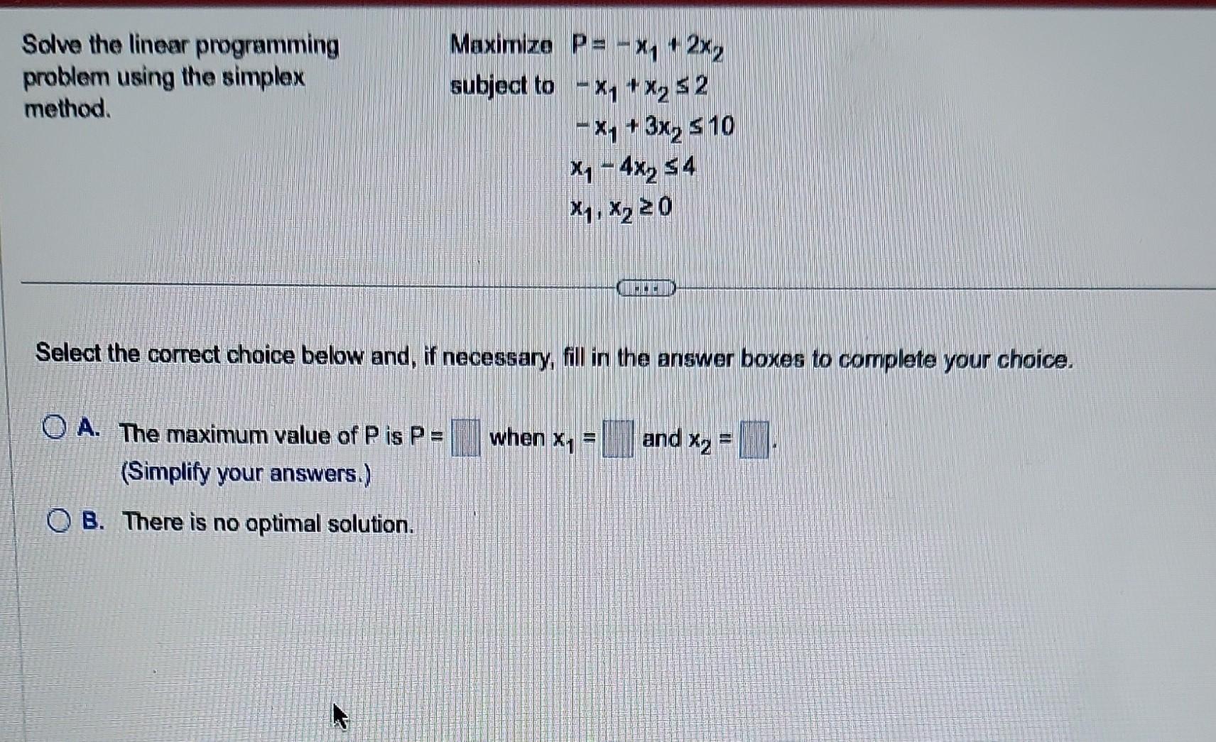 Solved Solve the linear programming problem using the | Chegg.com