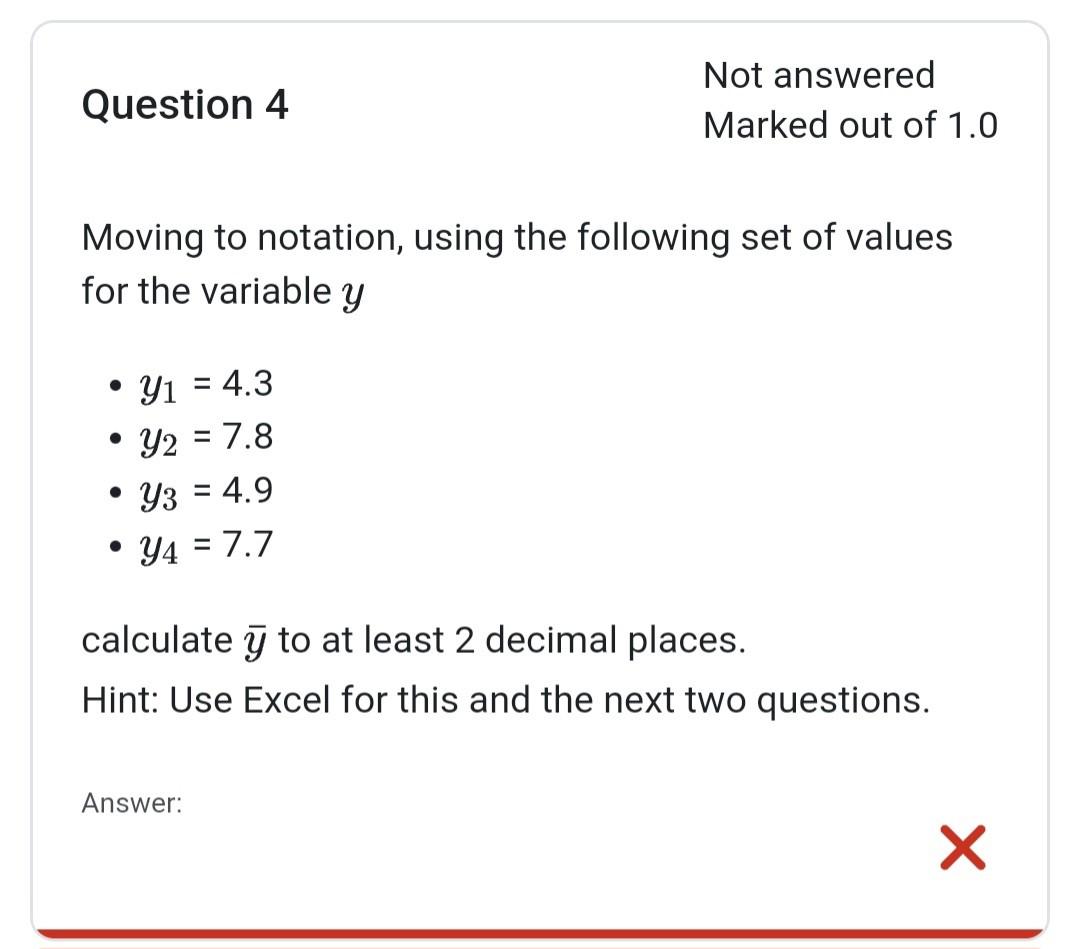 Solved Moving To Notation, Using The Following Set Of Values | Chegg.com