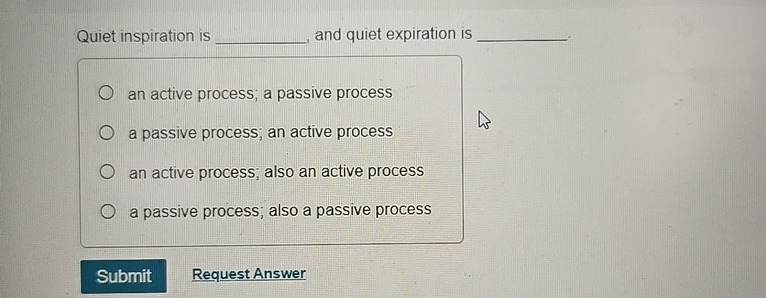 Solved Quiet inspiration is q, , ﻿and quiet expiration is | Chegg.com