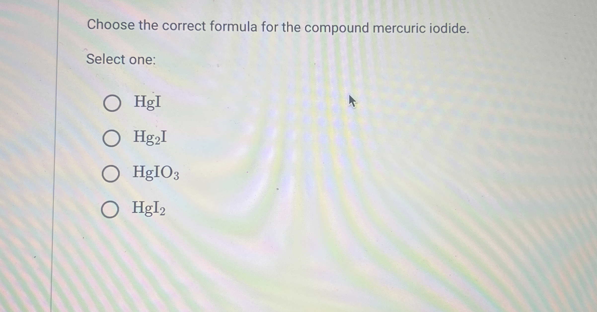 Solved Choose the correct formula for the compound mercuric | Chegg.com