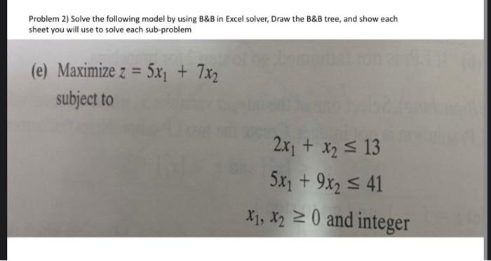 Solved Problem 2) Solve The Following Model By Using B&B In | Chegg.com