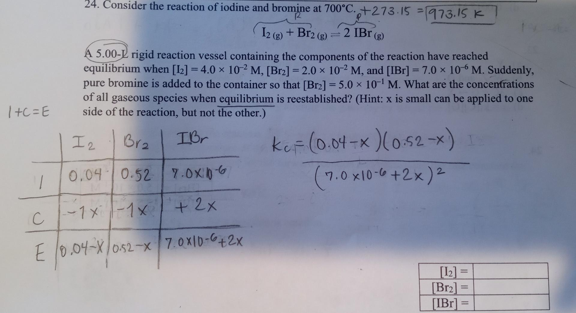 Solved 24 Consider The Reaction Of Iodine And Bromine At Chegg Com   Image