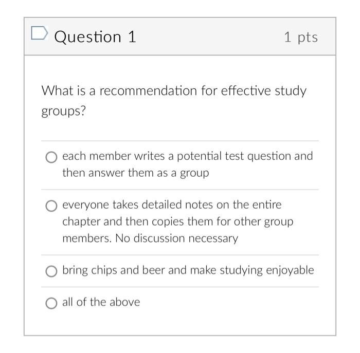 Solved Question 1 1 pts What is a recommendation for | Chegg.com