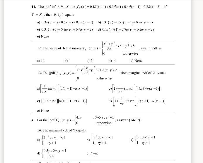 Solved 11 The Pdf Of R V X Is F X 0 181 1 0 38 X Chegg Com