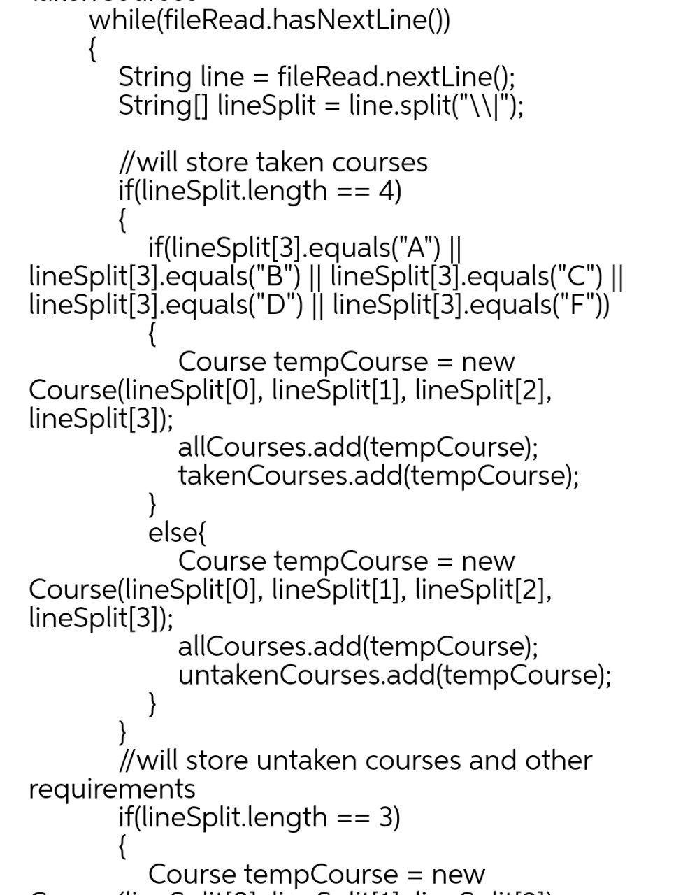 Solved while(fileRead.hasNextLine()) { String line = | Chegg.com
