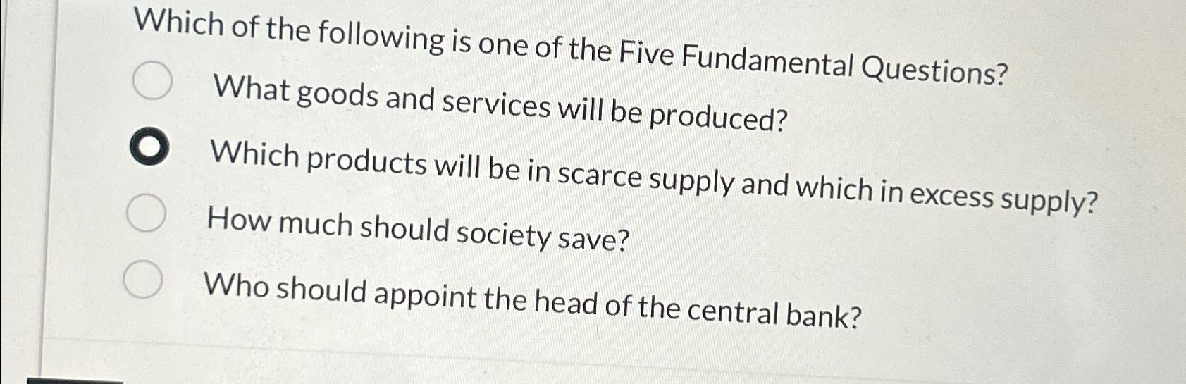 Solved which of the following is one of the five fundamental chegg