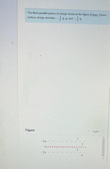 The three parallel planes of charge shown in the figure (Figure 1)have
surface charge densities
17. 17, and
77
Figure
In
--
<