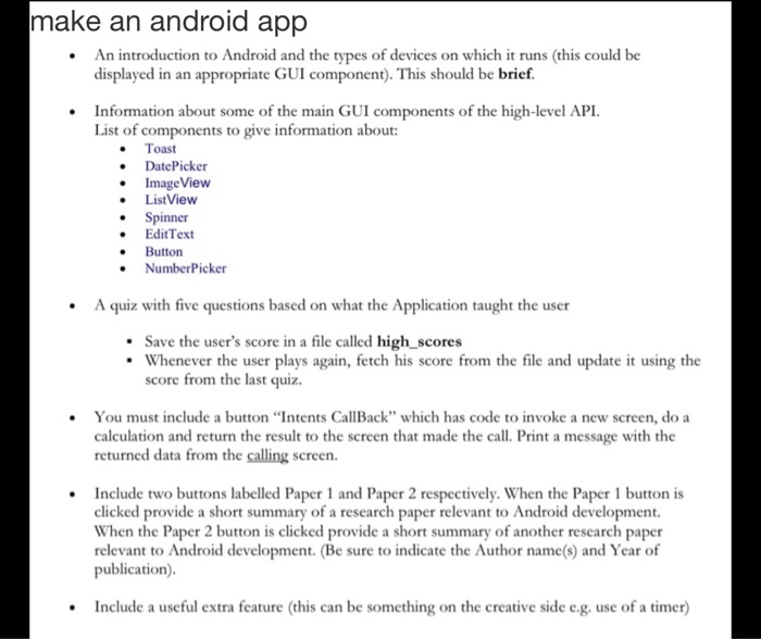 Solved make an android app An introduction to Android and | Chegg.com