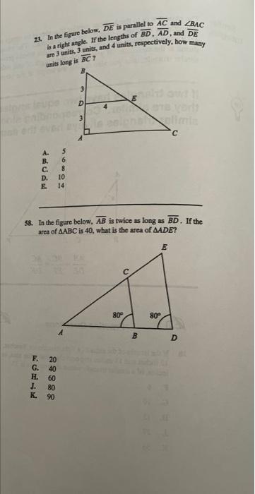 Solved 23. In the figure below, DE is parallel to AC and | Chegg.com