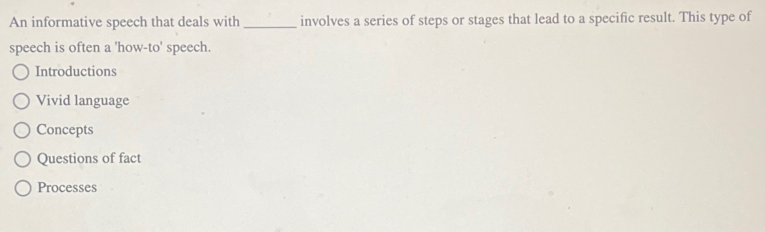 Solved An informative speech that deals with involves a | Chegg.com