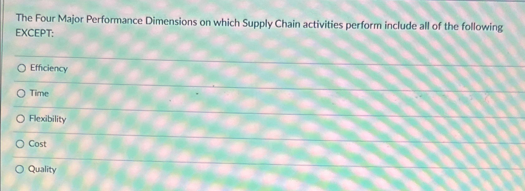 Solved The Four Major Performance Dimensions on which Supply | Chegg.com