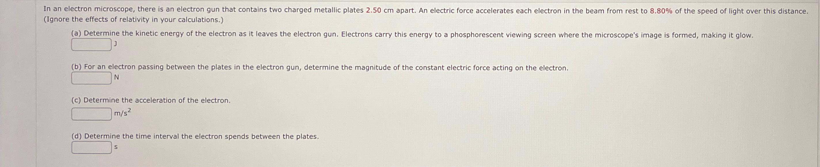 Solved (WRITE THE ANSWES IN NUMBERS) ﻿In an electron | Chegg.com