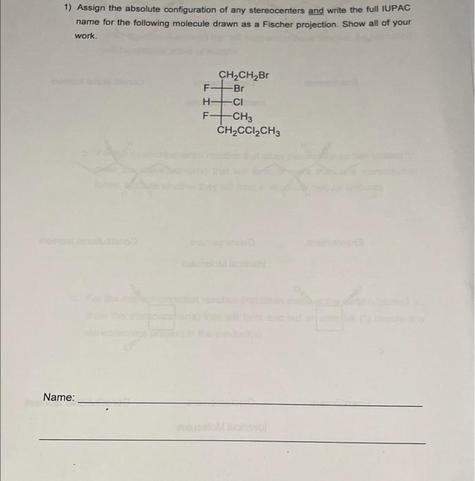 Solved 1) Assign the absolute configuration of any | Chegg.com