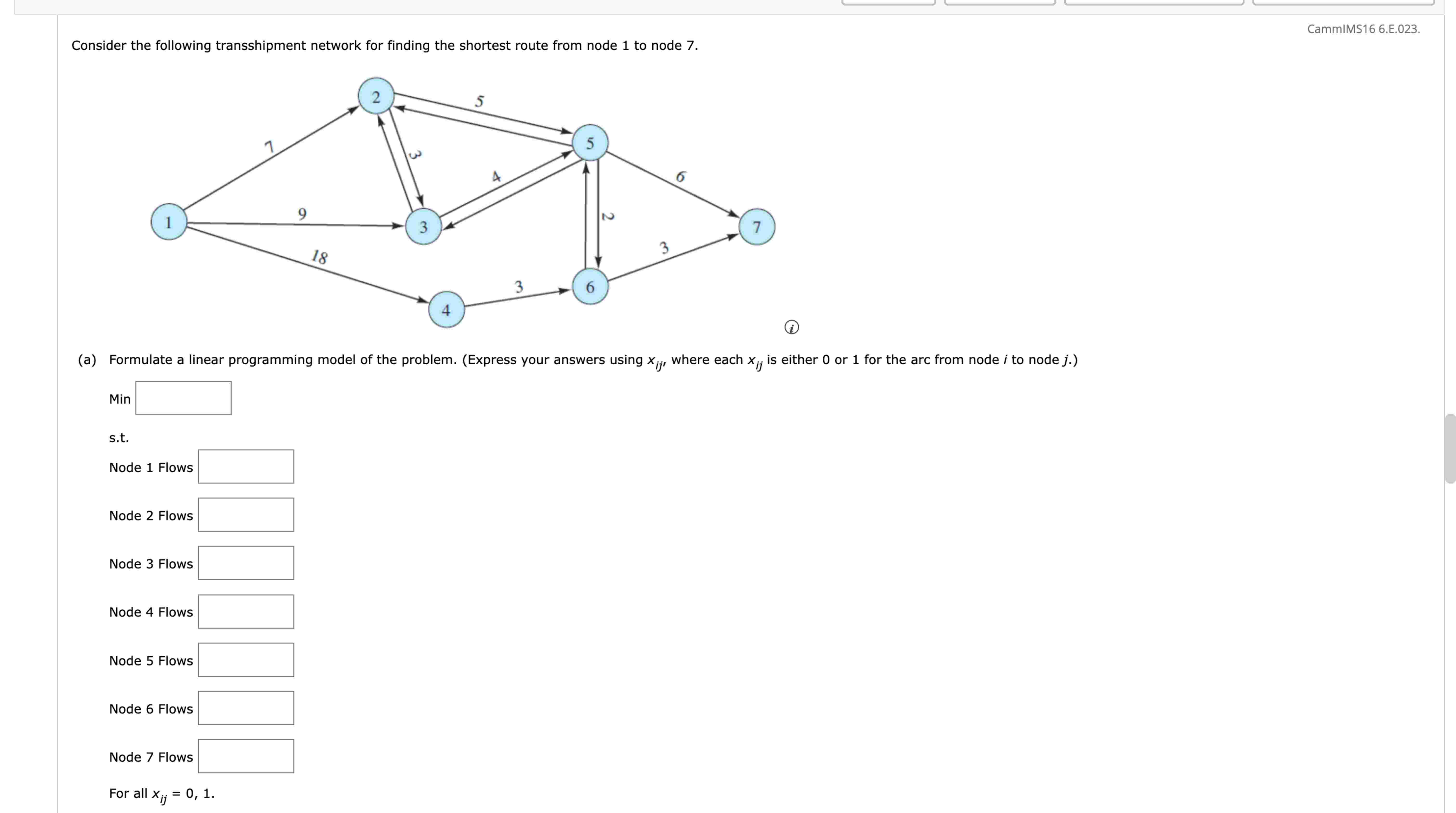 Solved Find the shortest route from node 1 ﻿to node 7 ﻿in | Chegg.com