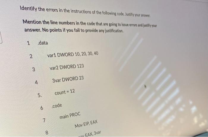 Solved Identify the errors in the instructions of the | Chegg.com