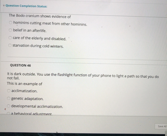 Solved Question Completion Status: The Bodo cranium shows | Chegg.com