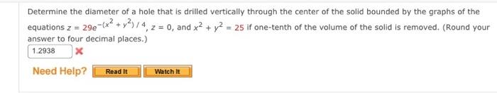 Solved Determine The Diameter Of A Hole That Is Drilled | Chegg.com