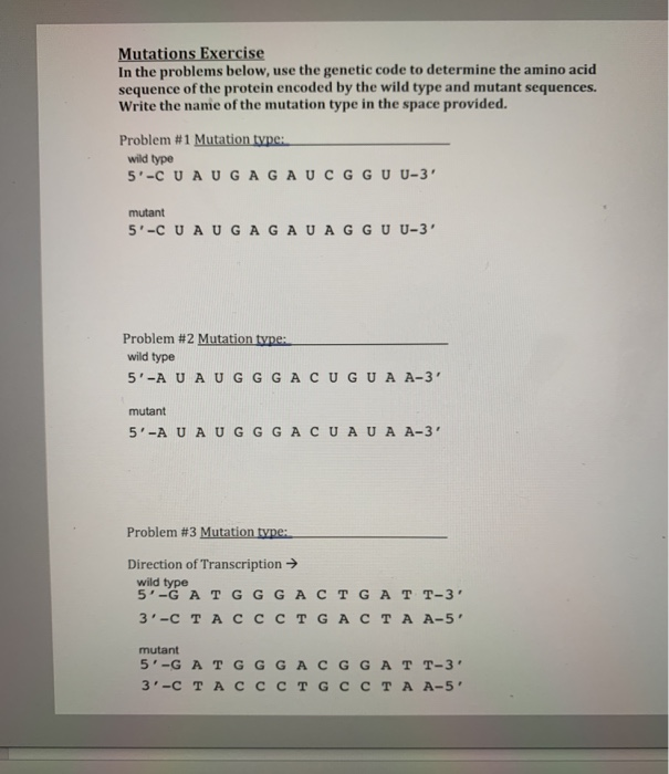 Solved Mutations Exercise In the problems below, use the | Chegg.com
