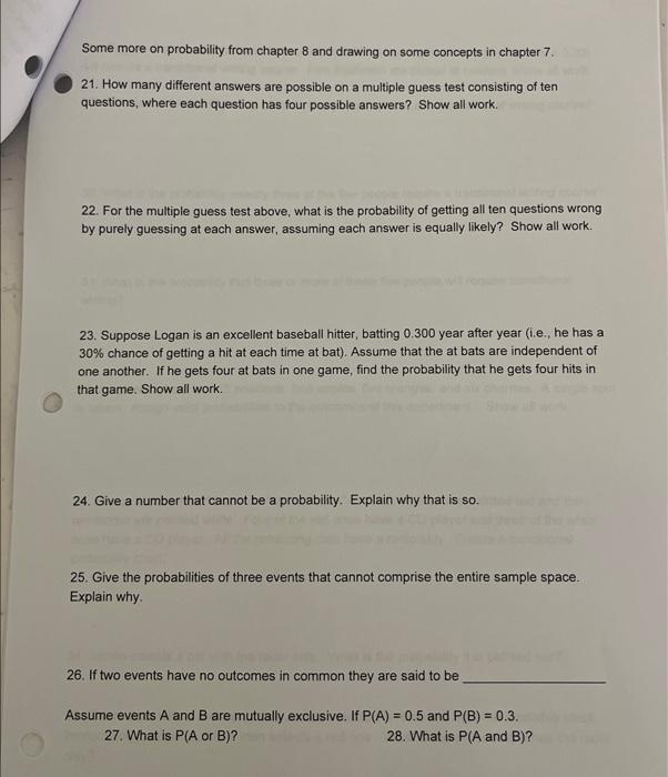Solved Some more on probability from chapter 8 and drawing | Chegg.com