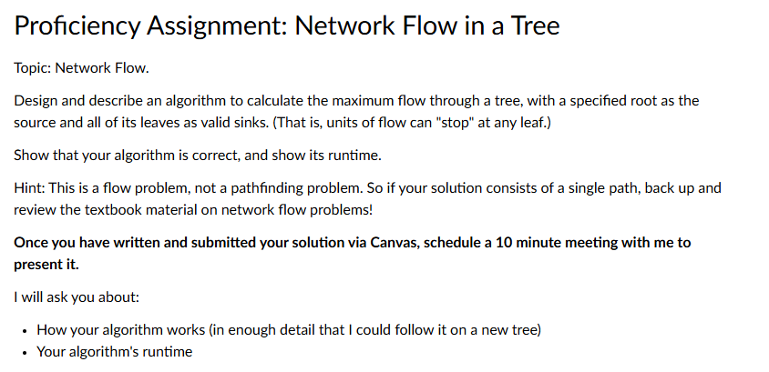 Solved Proficiency Assignment: Network Flow in a Tree(not a | Chegg.com