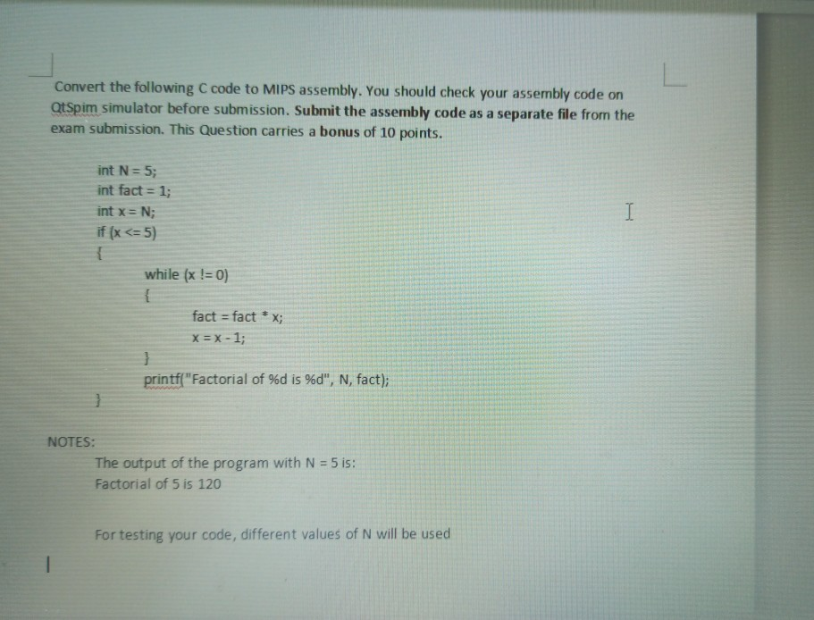 Solved Convert the following C code to MIPS assembly. You | Chegg.com