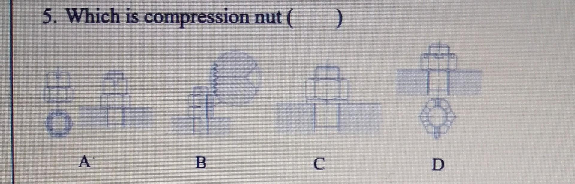 Solved 5. Which is compression nut () | Chegg.com
