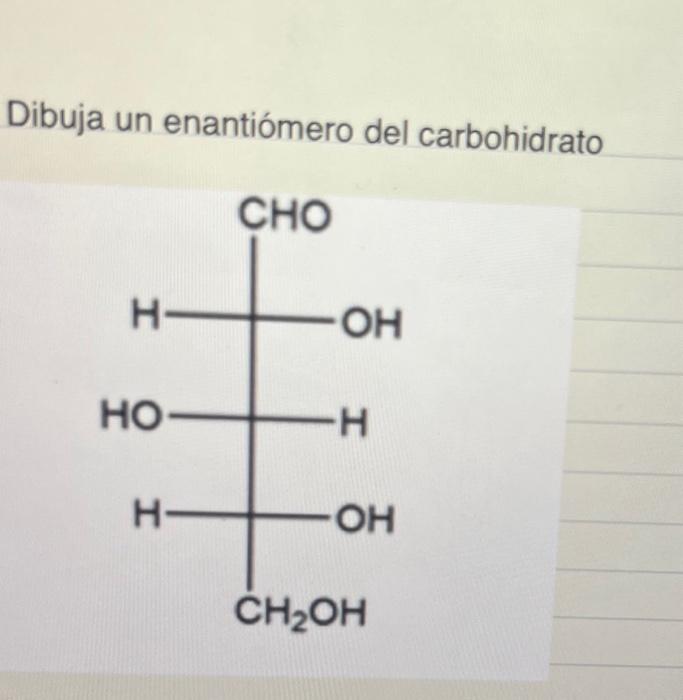 Dibuja un enantiómero del carbohidrato