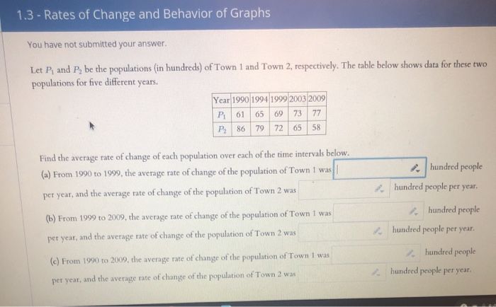 3.3 rates of change and behavior of graphs answer key