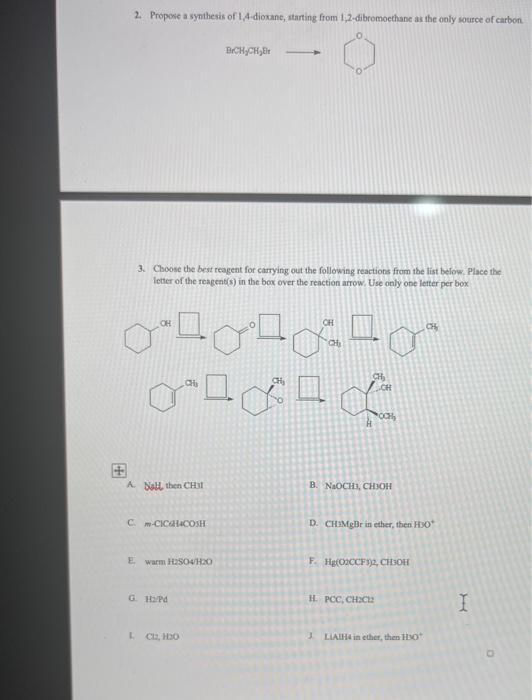 Solved 2. Propose a synthesis of 1,4-dioxane, starting from | Chegg.com