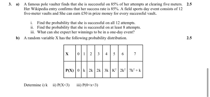 Solved 3. a) A famous pole vaulter finds that she is | Chegg.com