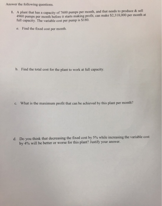 Solved Answer The Following Questions 1 A Plant That Has A Chegg