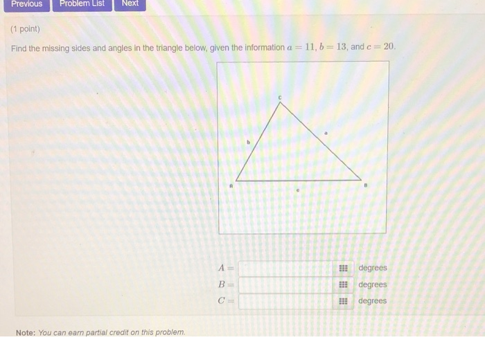 Solved Previous Problem List Next (1 point) Find the missing | Chegg.com