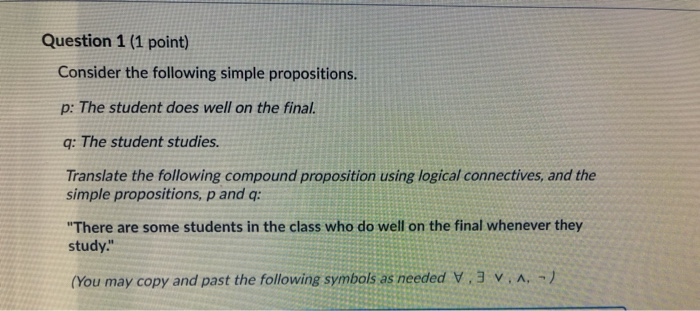 Solved Question 1 (1 Point) Consider The Following Simple | Chegg.com