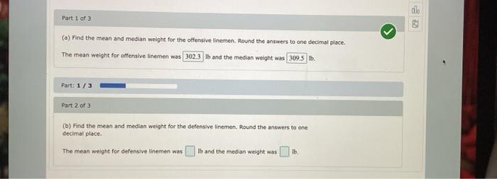 Solved Heavy football players: Following are the weights, in | Chegg.com