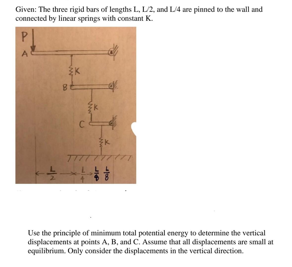 Solved Given: The three rigid bars of lengths L, L/2, and | Chegg.com