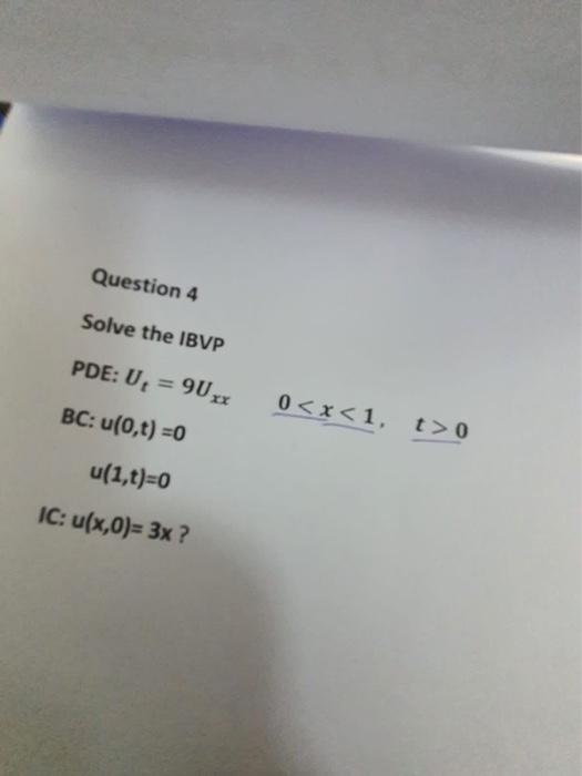 Solved Question 4 Solve The Ibvp Pde