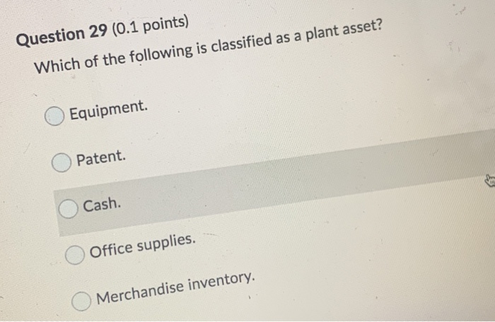 Which Of The Following Is Classified As A Plant Asset