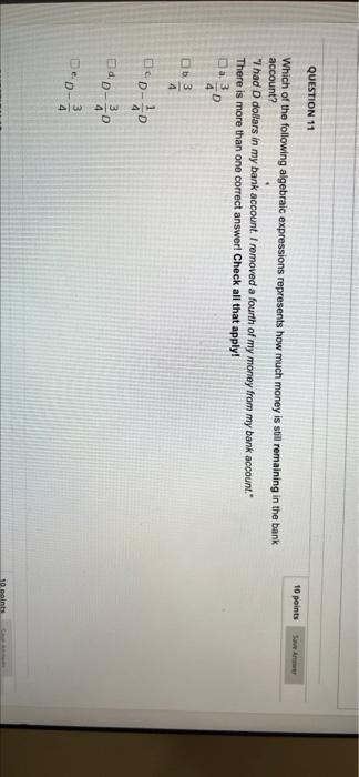 Solved 10 points QUESTION 11 Which of the following | Chegg.com