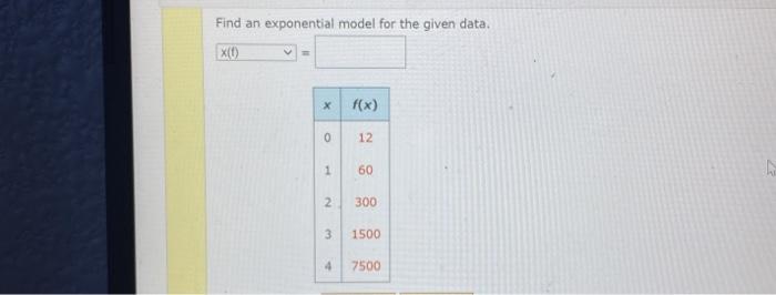Solved Find an exponential model for the given data. x(0) X | Chegg.com