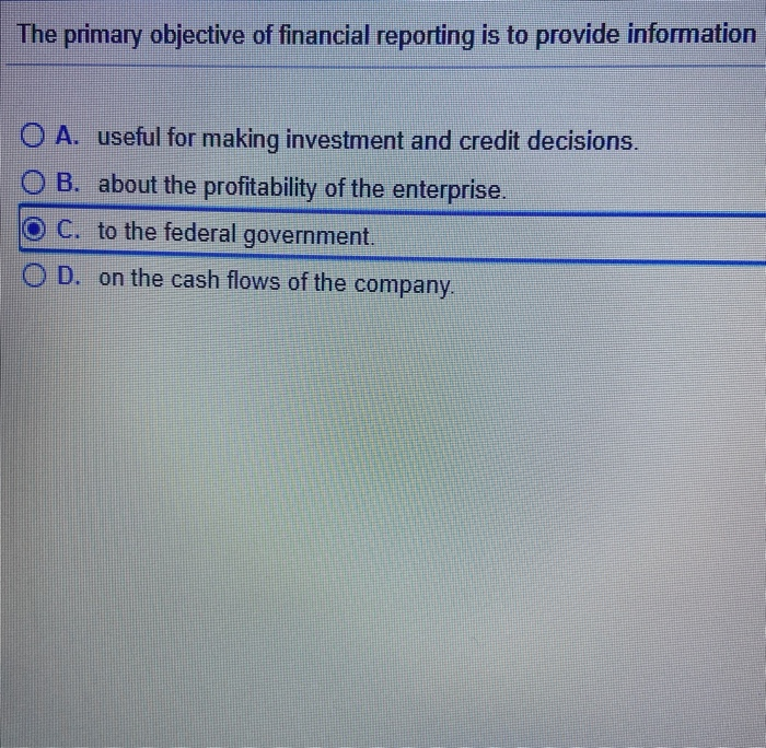 solved-the-primary-objective-of-financial-reporting-is-to-chegg