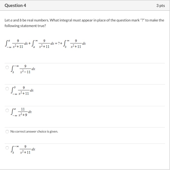 Solved Question 4 3 Pts Let A And B Be Real Numbers. What | Chegg.com