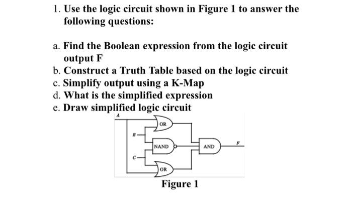 Solved 1. Use the logic circuit shown in Figure 1 to answer | Chegg.com