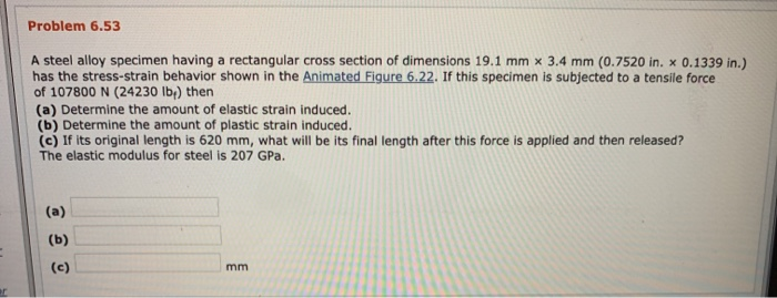 Solved Problem 6.53 A steel alloy specimen having a | Chegg.com