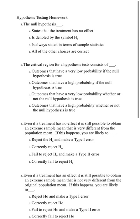 null hypothesis practice questions