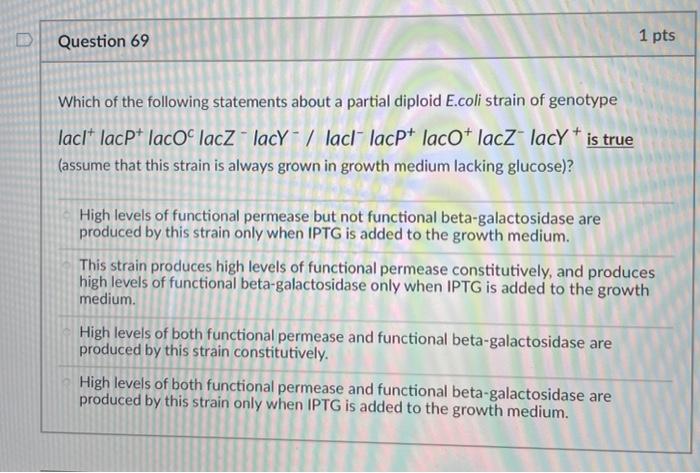 Solved Question 69 1 pts Which of the following statements | Chegg.com