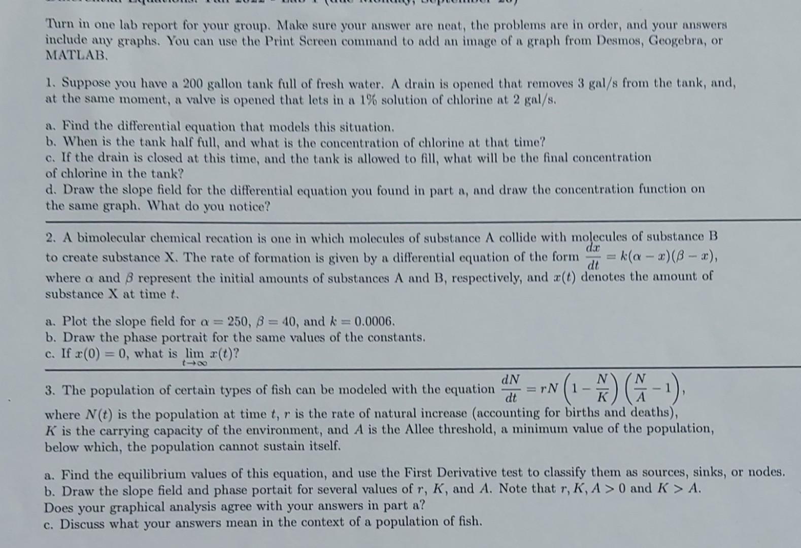 Solved Turn in one lab report for your group. Make sure your | Chegg.com
