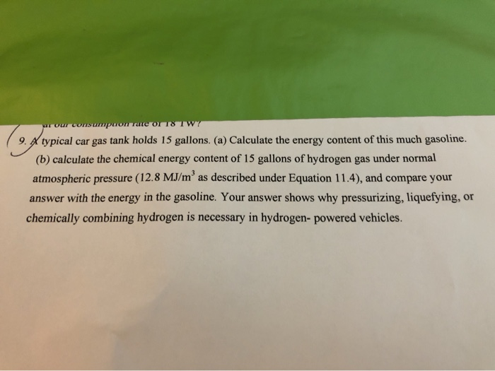 Cor 18 TW7 ( 9. A typical car gas tank holds 15