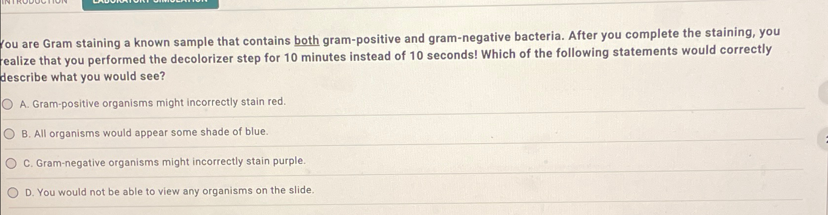 Solved You are Gram staining a known sample that contains | Chegg.com