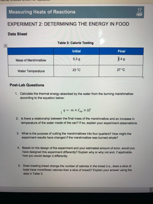 experiment 2 heat of reaction